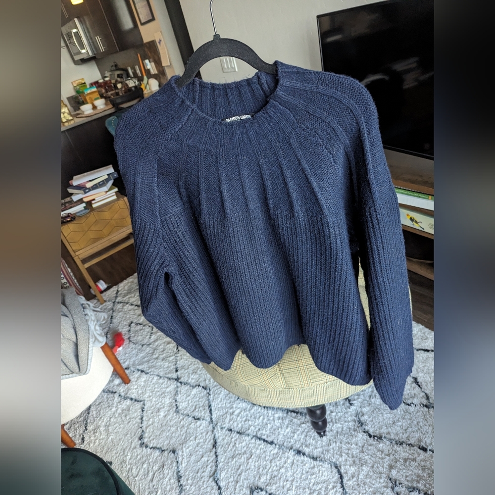 High neck blue oversized sweater from ASOS, size 18